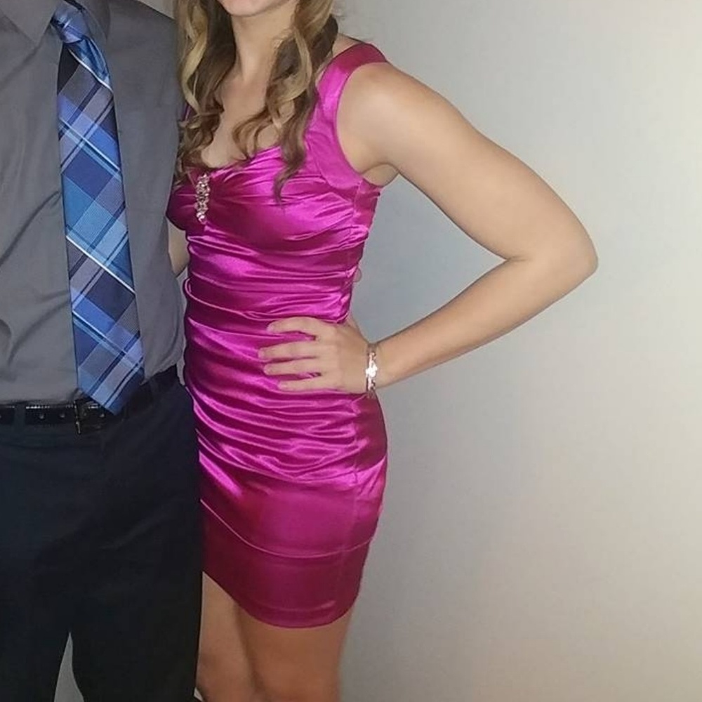 Pink Satin Cocktail Dress